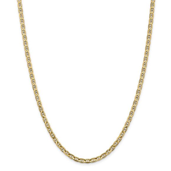 3.75mm, 14k Yellow Gold, Solid Concave Anchor Chain Necklace, 18 Inch - Picture 3 of 8